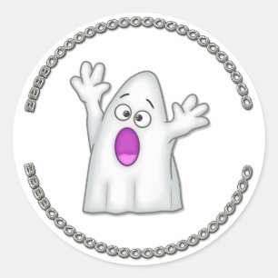 Sticker Rond Cute Halloween Ghost Boo