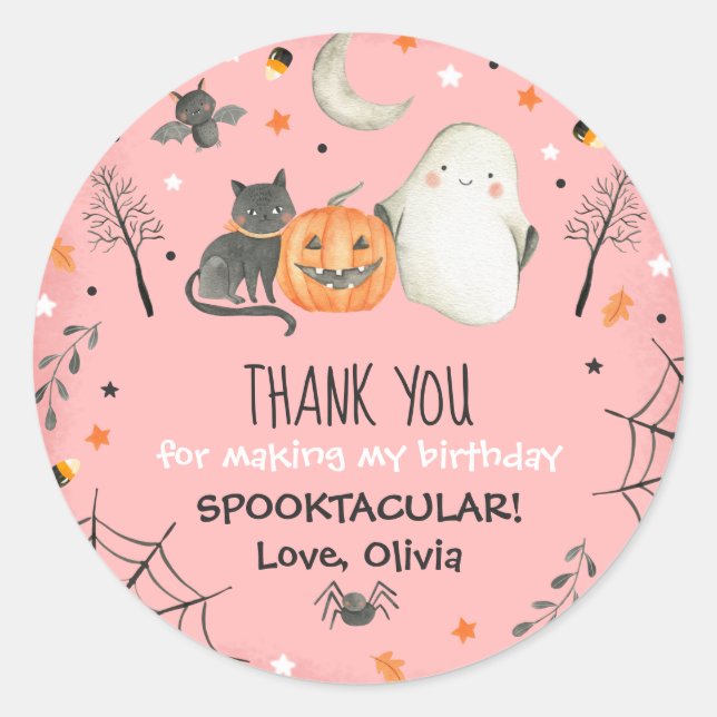 Sticker Rond Cute Halloween Ghost Spooktacular Anniversaire Fav (Devant)