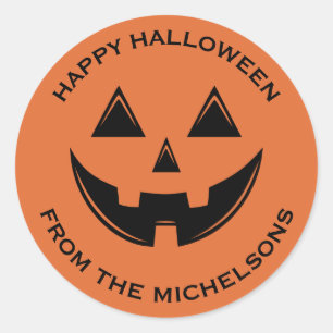 Sticker Rond Cute Halloween Jack-o'-lantern Citrouille