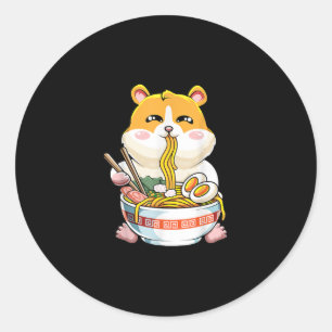 Sticker Rond Cute Hamster Kawaii Ramen