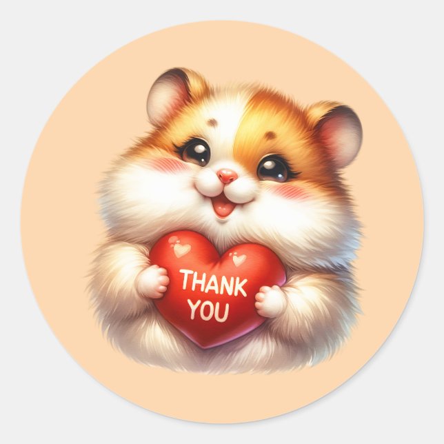Sticker Rond Cute Hamster Merci (Devant)