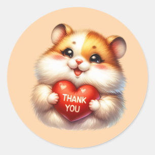 Sticker Rond Cute Hamster Merci