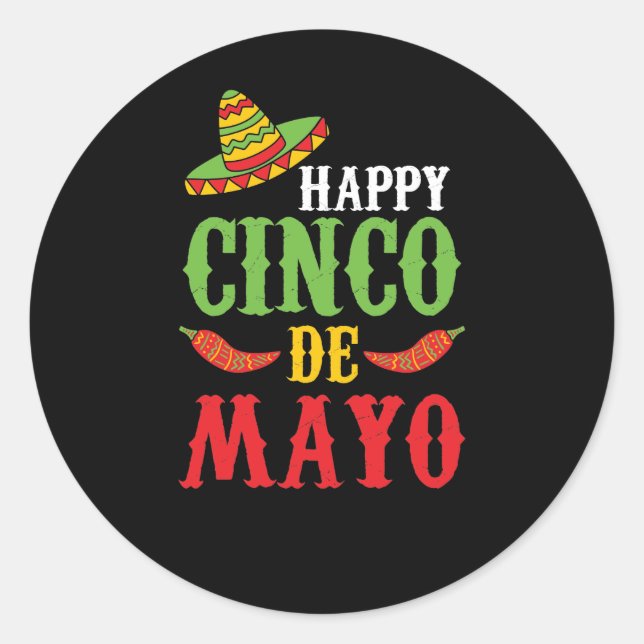 Sticker Rond Cute Happy Cinco De Mayo (Devant)