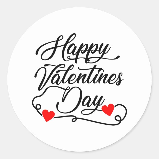 Sticker Rond Cute Happy Valentine's Day word art  (Devant)