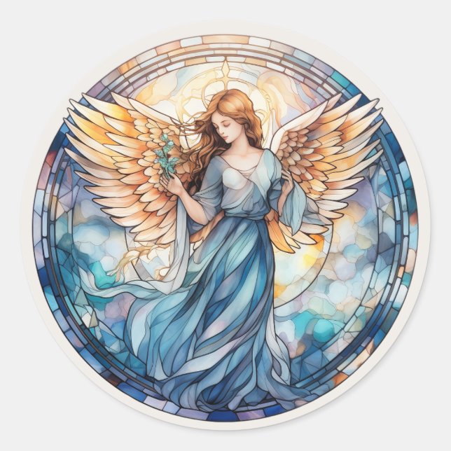 Sticker Rond Cute Heavenly Angel religieux (Devant)