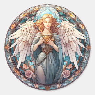 Sticker Rond Cute Heavenly Angel religieux