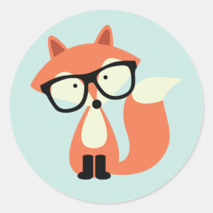 Sticker Rond Cute Hipster Red Fox
