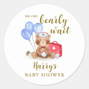 Sticker Rond Cute infirmière docteur Teddy Bear Baby shower de 