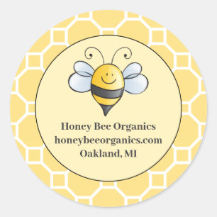 Sticker Rond Cute jaune et noir Bumblebee commerce de miel