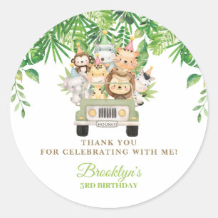 Sticker Rond Cute Jungle Animaux Safari Voiture Anniversaire Pr