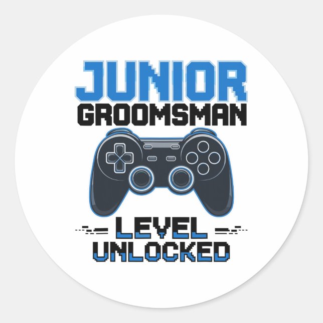 Sticker Rond Cute Junior Groomsman Niveau Déverrouillé Mariage  (Devant)