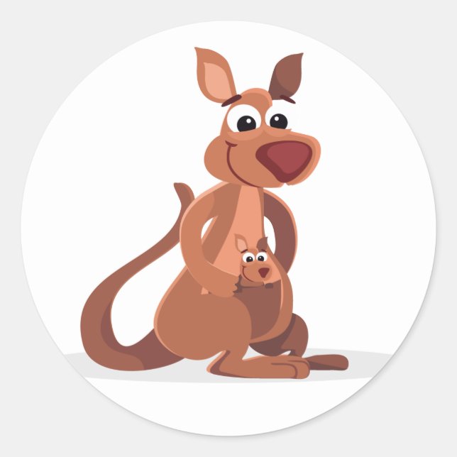 Sticker Rond Cute Kangaroo Animé (Devant)