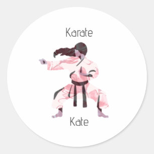 Sticker Rond Cute Karate Girl Martial Arts