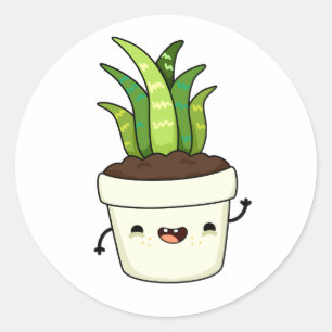 Sticker Rond Cute Kawaii Aloe Vera
