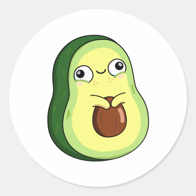 Sticker Rond Cute Kawaii Avocado (Devant)