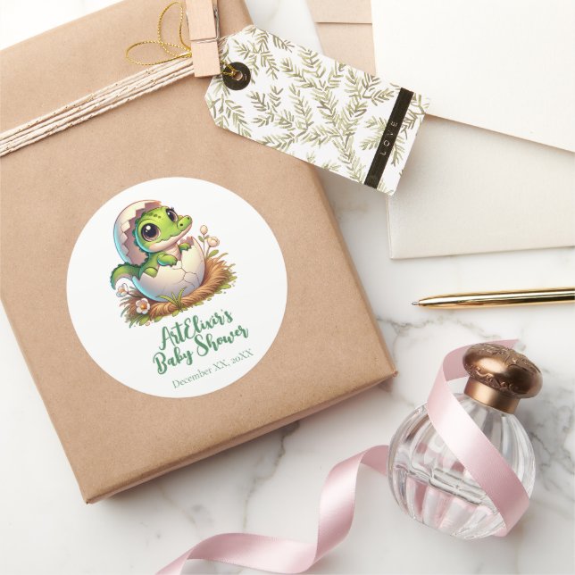 Sticker Rond Cute Kawaii Baby shower d'éclosion d'alligator béb (Cadeaux)