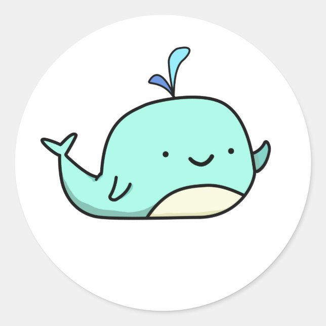 Sticker Rond Cute Kawaii Baleine Bleue (Devant)