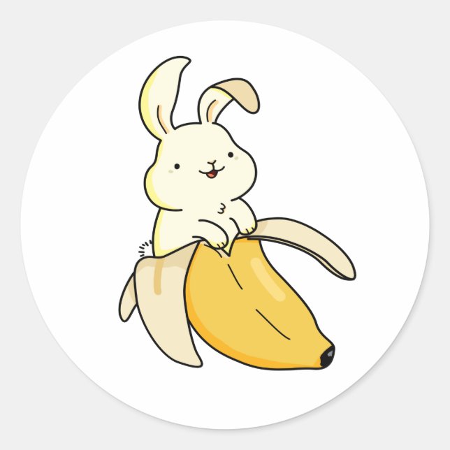 Sticker Rond Cute Kawaii Banana Bunny (Devant)