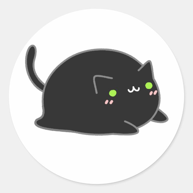 Sticker Rond Cute Kawaii Chat noir (Devant)