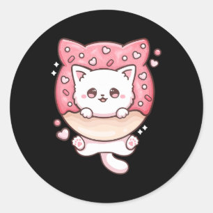 Sticker Rond Cute Kawaii Chats Donut Anime Lover Otaku Fun Chat