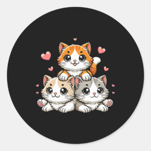 Sticker Rond Cute Kawaii Chats Neko Funny Kitten Cadeau Amoureu