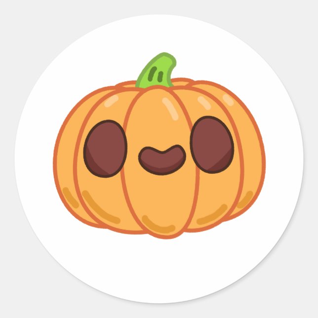 Sticker Rond Cute Kawaii Citrouille d'Halloween (Devant)