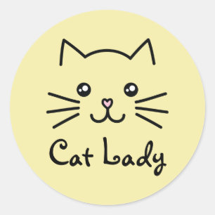 Sticker Rond Cute Kawaii Kitten Chat visage Amoureux des chats
