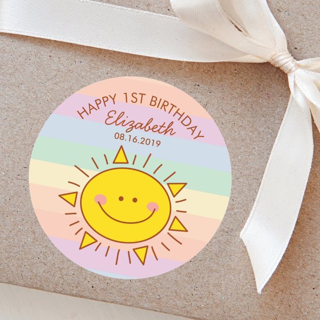 Sticker Rond Cute Kawaii Little Sunshine Baby Premier anniversa (Créateur téléchargé)