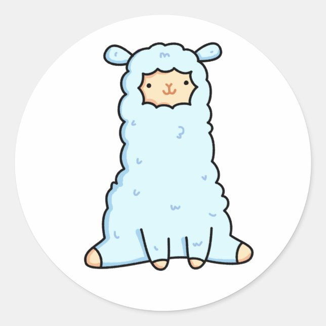 Sticker Rond Cute Kawaii Llama (Devant)