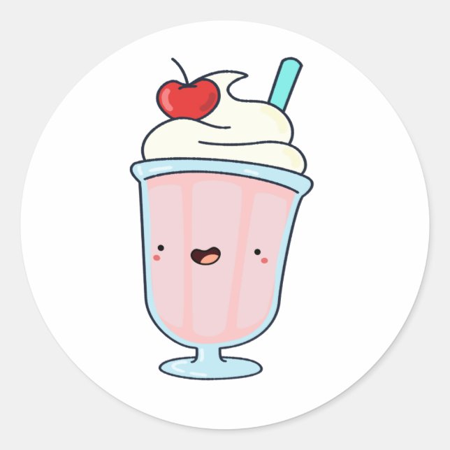 Sticker Rond Cute Kawaii Milkshake (Devant)