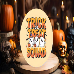 Sticker Rond Cute Kawaii Retro Ghost Trick ou Treat Halloween