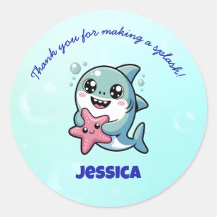 Sticker Rond Cute Kawaii Shark Baby Merci