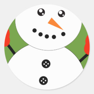 Sticker Rond Cute Kawaii Snowman