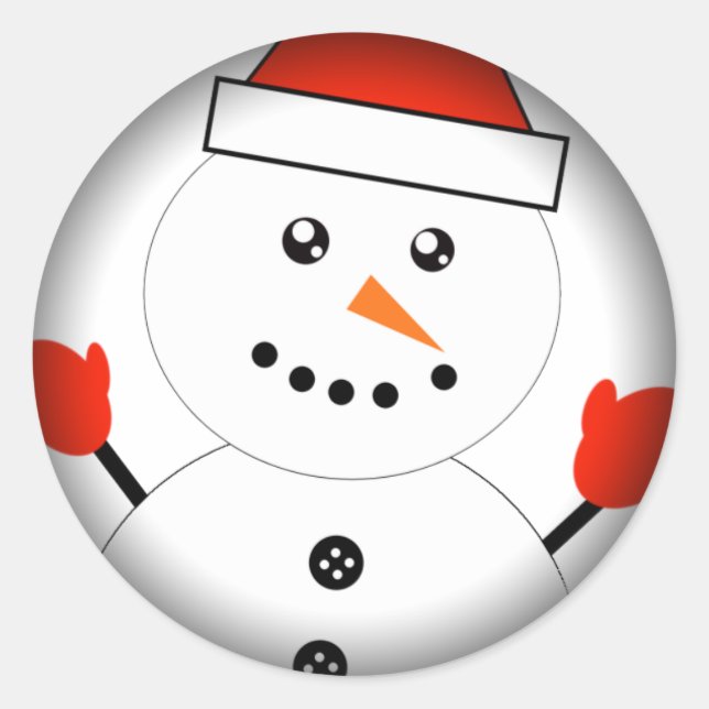 Sticker Rond Cute Kawaii Snowman (Devant)