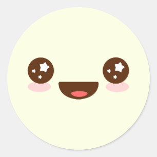 Sticker Rond Cute Kawaii Sparkle face (☆ ω Nerda*)