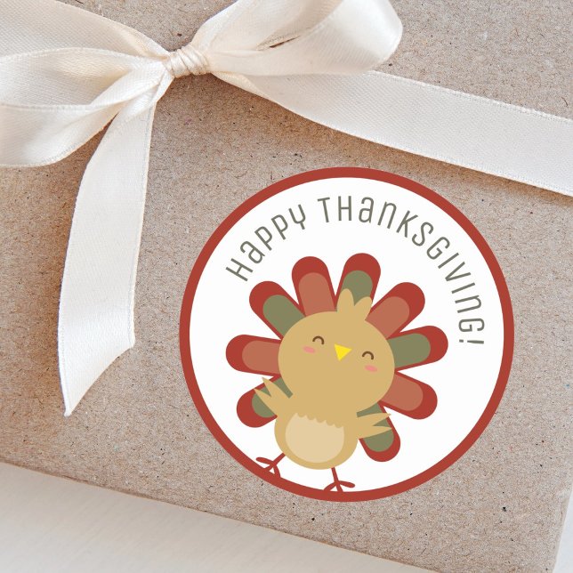 Sticker Rond Cute Kawaii Turquie Bon thanksgiving (Créateur téléchargé)
