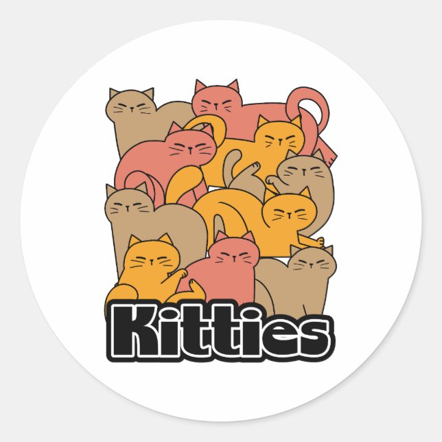 Sticker Rond Cute Kitties Design - Cat Art adorable (Devant)