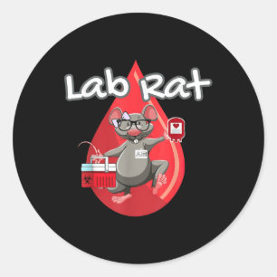 Sticker Rond Cute Lab Rat Blood Bank Technologue Médicale Scien