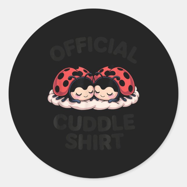 Sticker Rond Cute Ladybug Love Cuddle  (Devant)