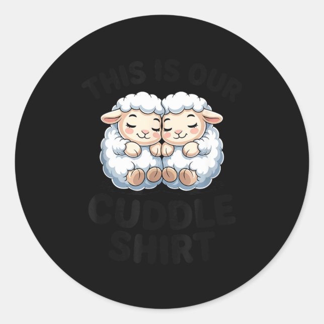 Sticker Rond Cute Lamb Couple This Is Our Cuddle  (Devant)