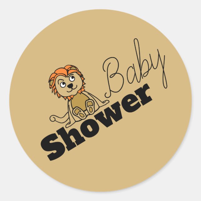 Sticker Rond Cute Lion Cub, Baby shower (Devant)
