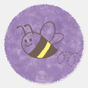 Sticker Rond Cute Little Bee Flying Watercolor Baby shower