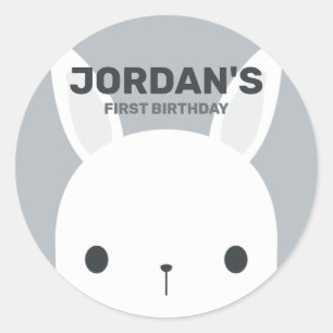 Sticker Rond Cute Little Bunny Rabbit with Personalized