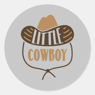 Sticker Rond Cute Little Cowboy, Cowboy Casquette