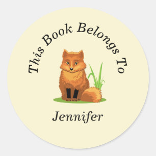 Sticker Rond Cute Little Fox Retour à l'école