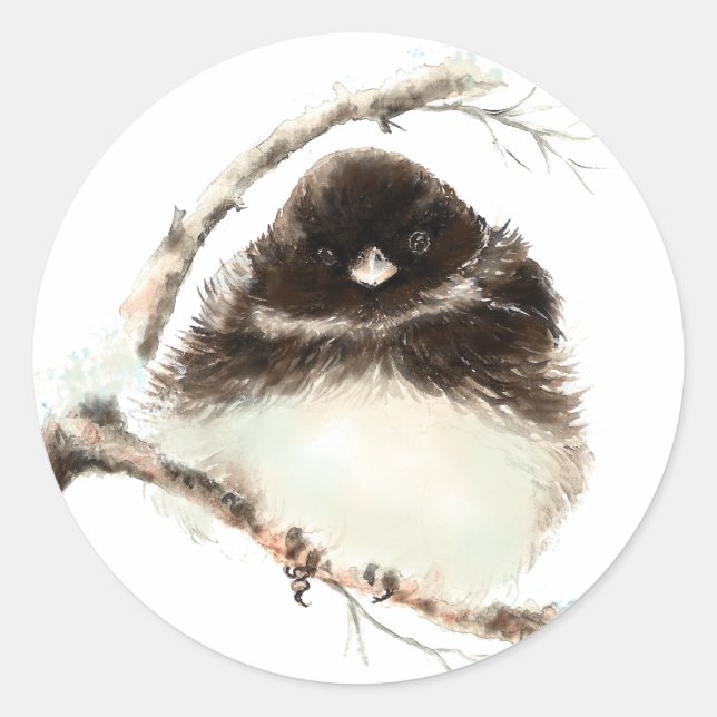 Sticker Rond Cute Little Junco, Aquarelle Nature Bird (Devant)