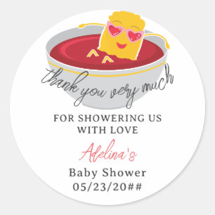Sticker Rond Cute Little Nugget Poulet Nugget Fille Baby shower