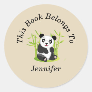 Sticker Rond Cute Little Panda Retour à l'école
