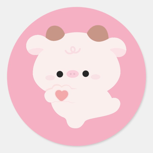 Sticker Rond Cute Love Cow (Devant)