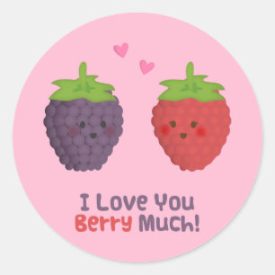 Sticker Rond Cute Love You Berry Beaucoup Humour de jeu de mots